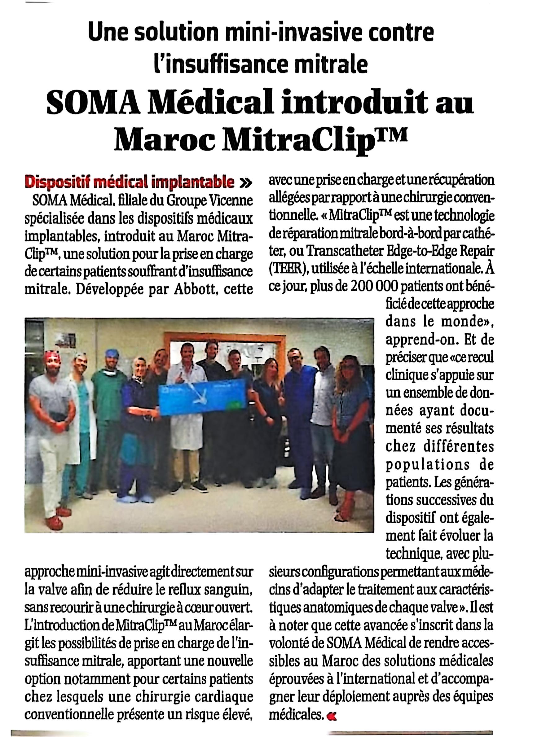 SOMA Médical introduit au Maroc MitraClip ALM.jpg